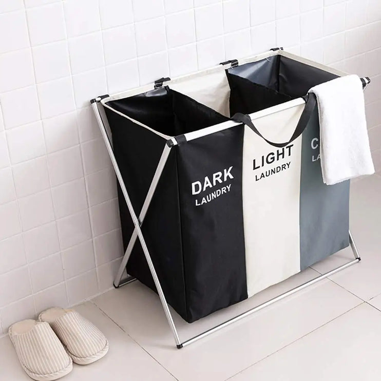 Large Laundry Basket with Three Organizers and Folding Racks