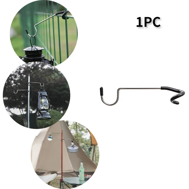 Gancho colgador de lámpara portátil de acero inoxidable para postes de tienda, camping, pesca y actividades al aire libreColgadoresUncategorized