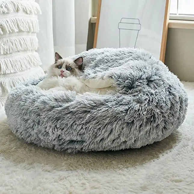 Cama tipo bolsillo de felpa larga de invierno para gatos