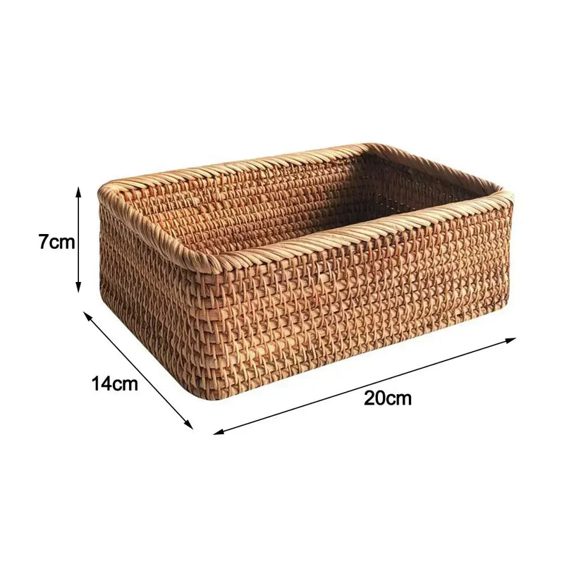 Cesta de ratán rectangular profunda para cocina y baño
