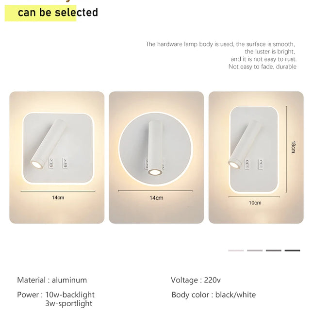 350º adjustable wall lamps with switch