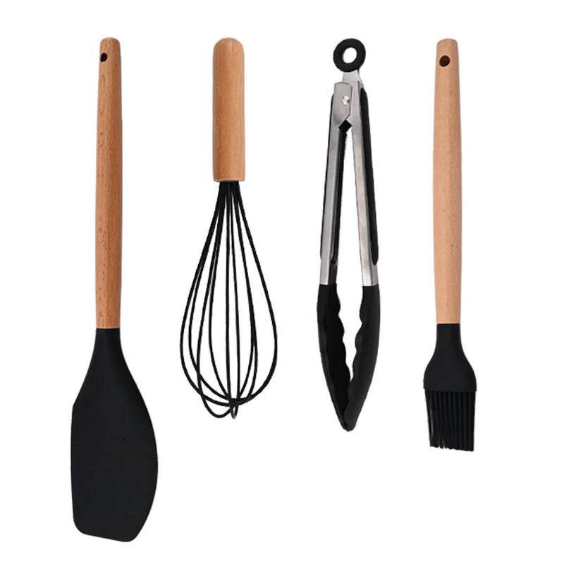 Juego de utensilios para cocina de silicona antiadherentes con mango de maderaUtensilios de cocinaHome & Garden > Kitchen & Dining > Kitchen Tools & Utensils > Kitchen Utensil Sets