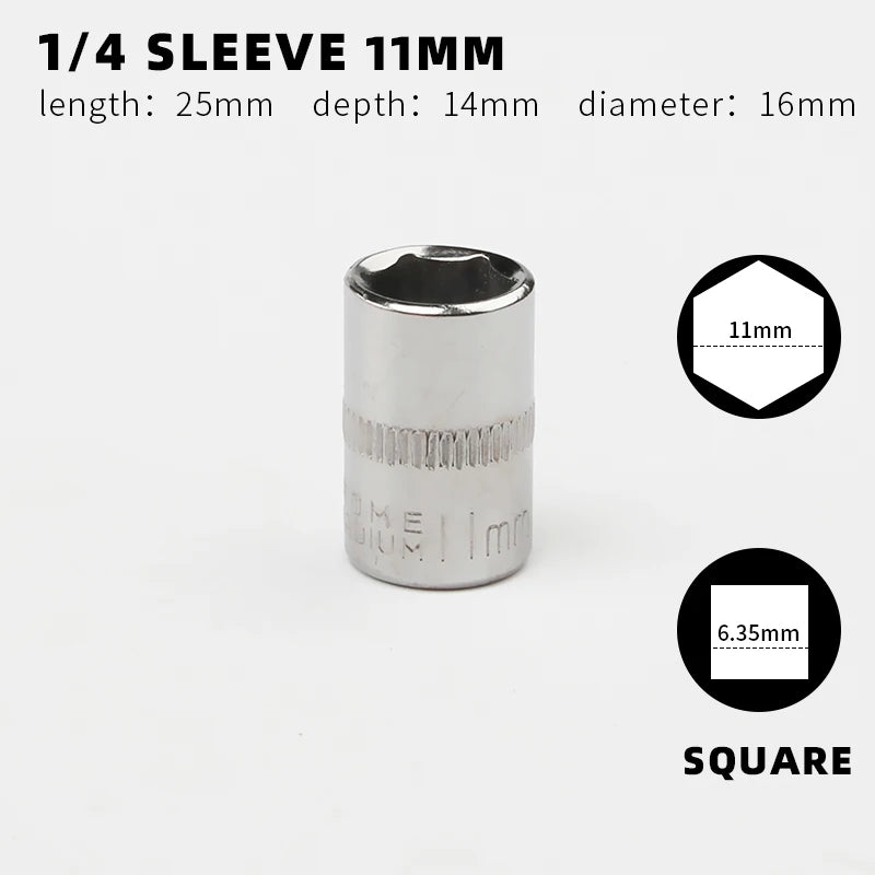 Juego de vasos para llave de impacto de 1/4" con 12 Puntas de 4 a 14mmLlaves de vasoHardware > Tool Accessories > Tool Sockets