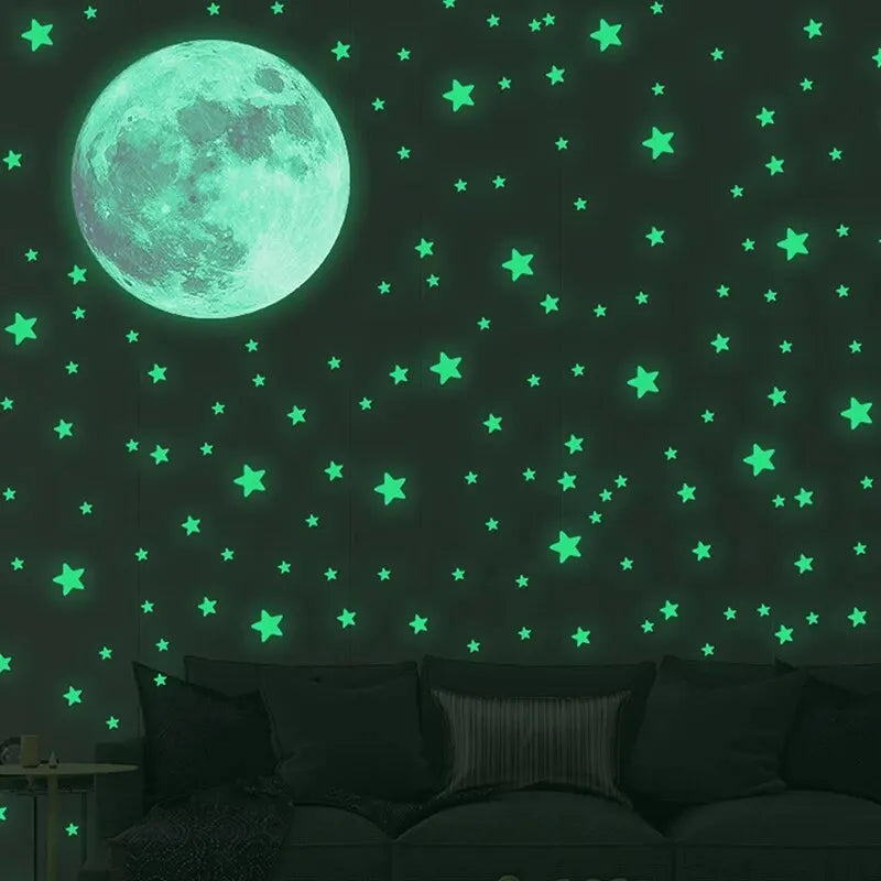 Pegatinas luminosas de pared de luna y estrellasAdhesivos