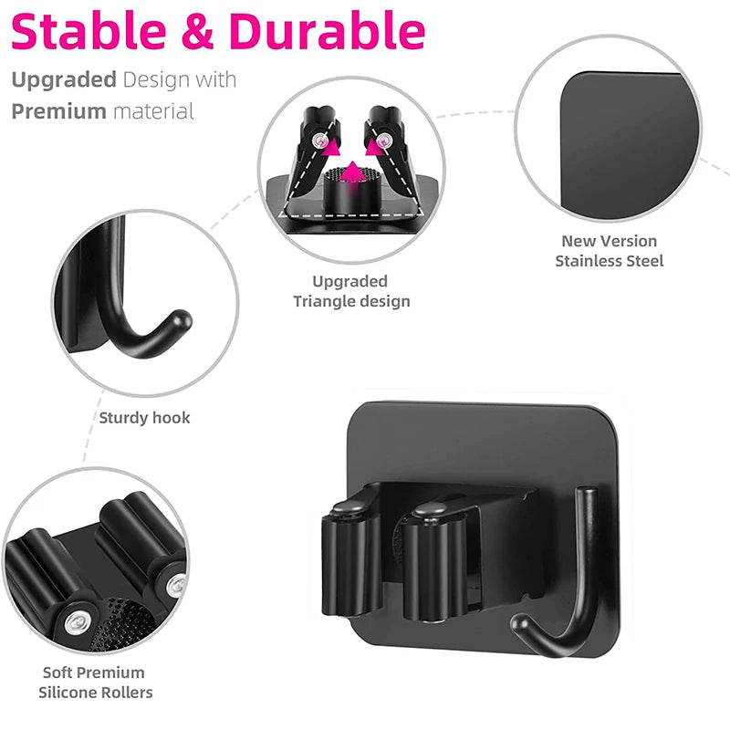 Soporte de acero inoxidable para mopas montado en paredSoportesHome & Garden > Household Supplies > Storage & Organization > Storage Hooks & Racks