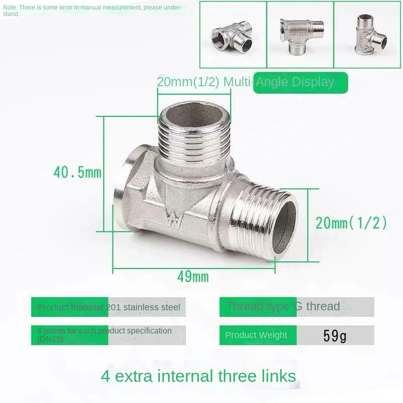 Codo en T de acero inoxidable DN20 a DN15 · Conector reductor para tuberías de agua a alta presiónAdaptadoresHardware > Plumbing > Plumbing Fittings & Supports > Pipe Adapters & Bushings > Adapters