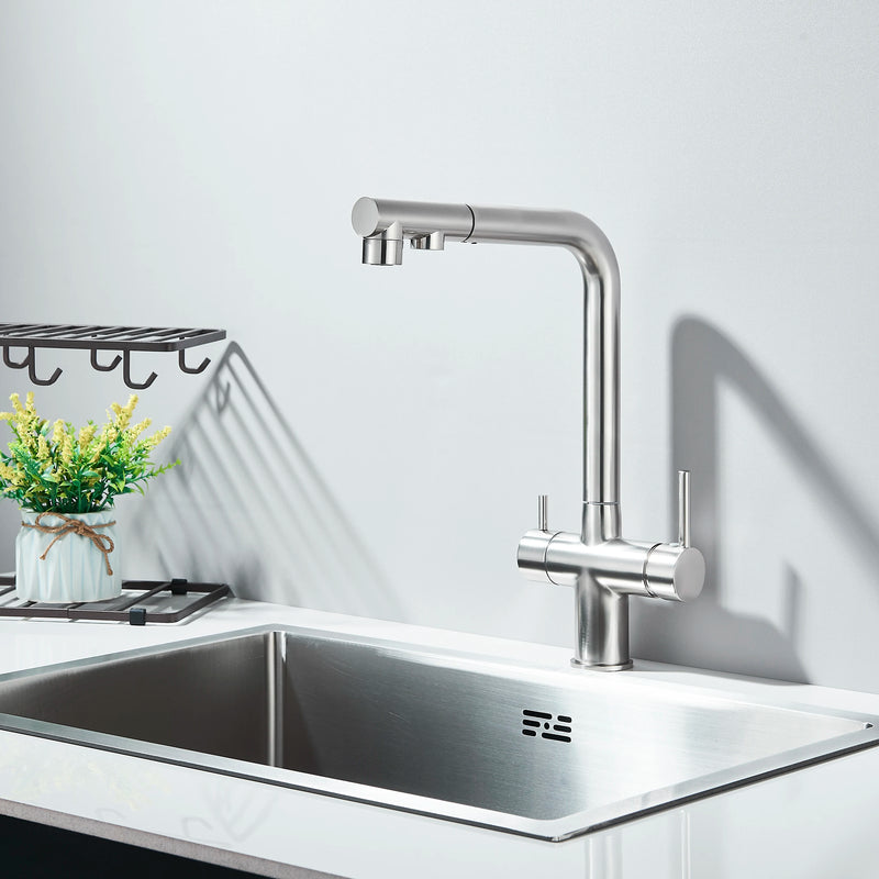 Grifo de cocina de filtración con mezcla de agua caliente y fríaGrifosHardware > Plumbing > Plumbing Fixtures > Faucets > Kitchen Sink Faucets