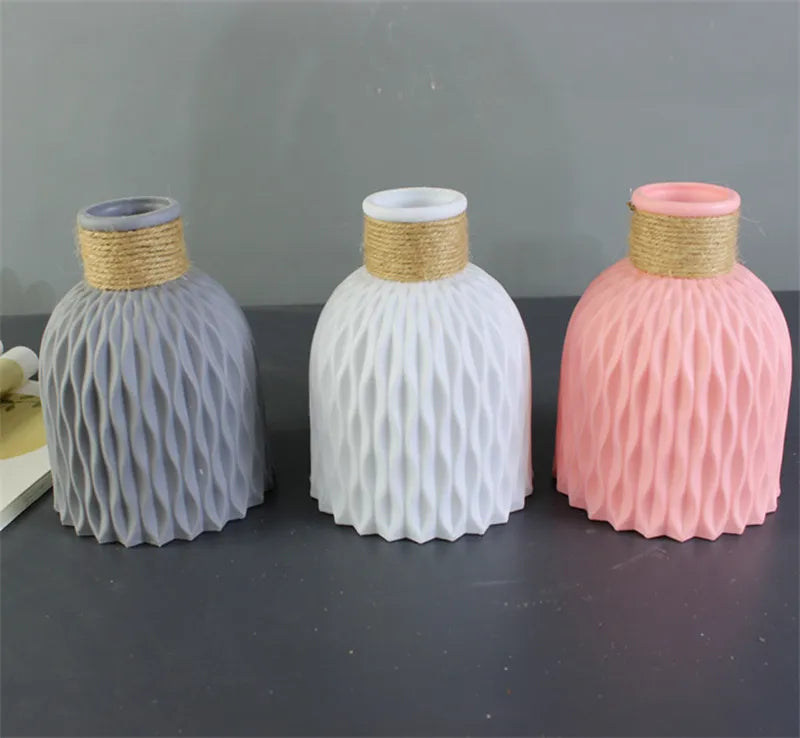 Florero moderno de imitación de cerámica decorativo de plástico
