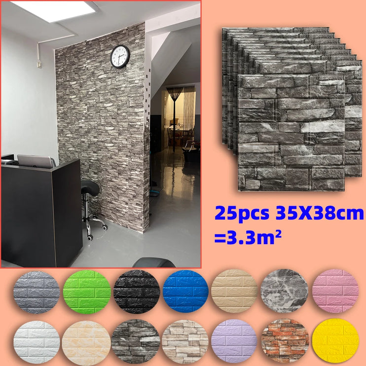 Vinilo de efecto ladrillo de colores autoadhesivo decorativo 3D