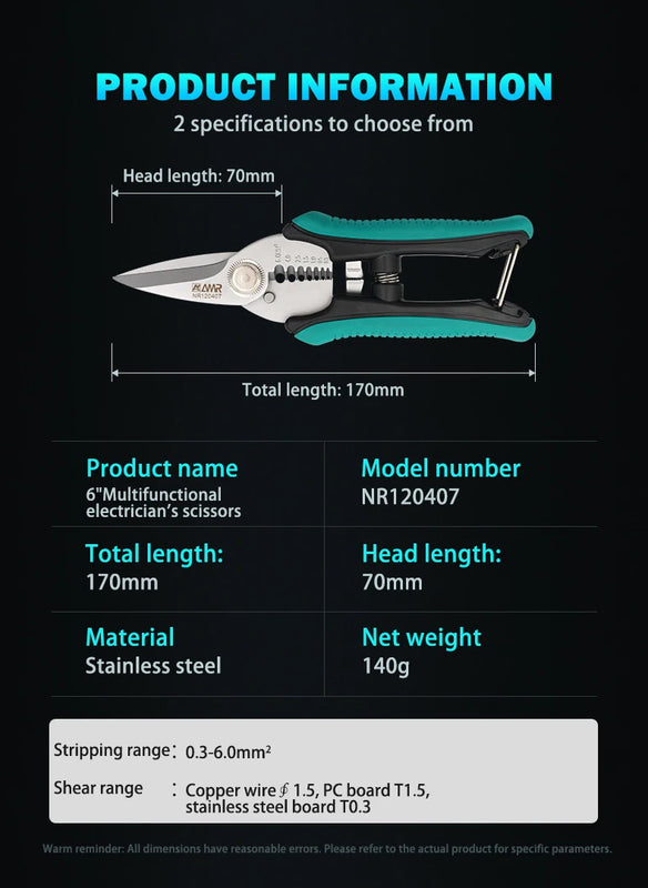 Tijeras multifuncionales de acero inoxidable de 6 y 8 PulgadasTijerasHardware > Tools > Cutters > Handheld Metal Shears & Nibblers