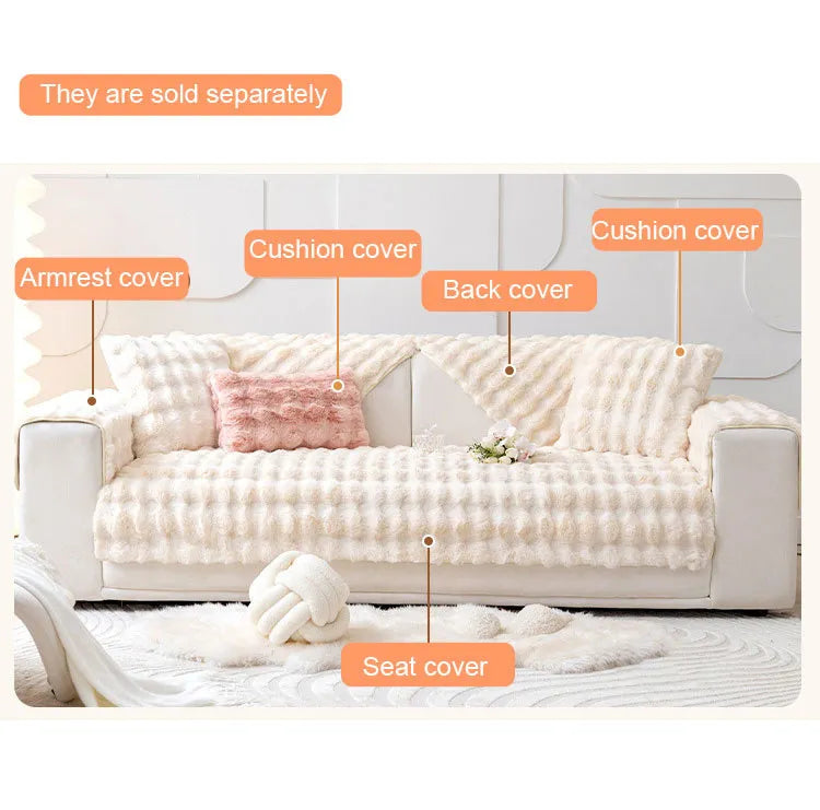Cubiertas individuales de felpa de conejo para sofá en colores neutros