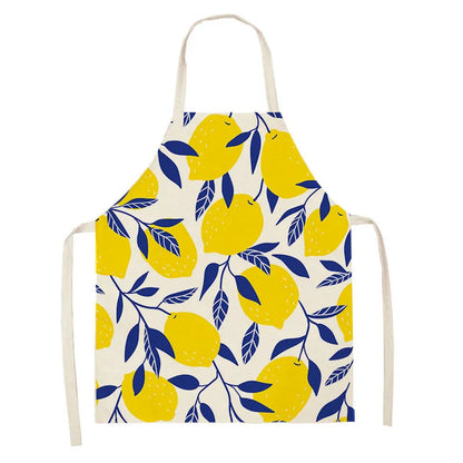 Cotton and Linen Fruit Pattern Kitchen Apron for Adults