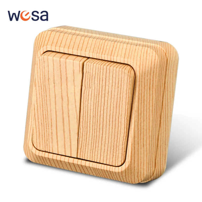 Enchufe de superficie con toma de tierra efecto madera (estándar UE 64×64 mm)EnchufesHardware > Power & Electrical Supplies > Power Outlets & Sockets > Wall Outlets
