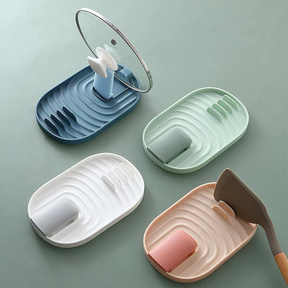 Kitchen Utensils and Pot Lids Holder with Non-Slip Silicone Pad