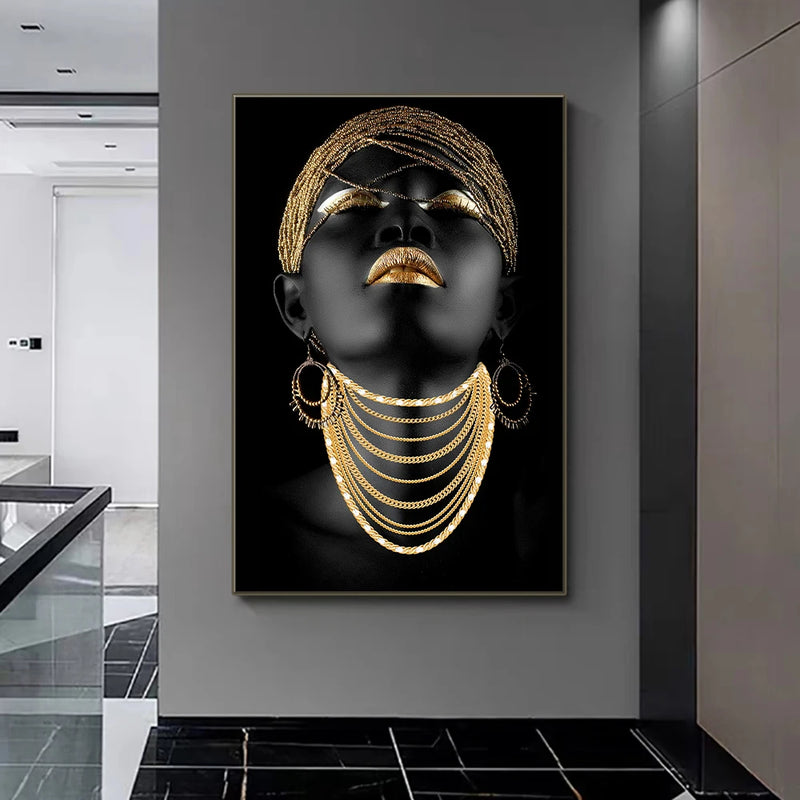 Impresión en lienzo de mujer africana con joyas doradasCuadrosHome & Garden > Decor > Artwork > Posters, Prints, & Visual Artwork > Posters