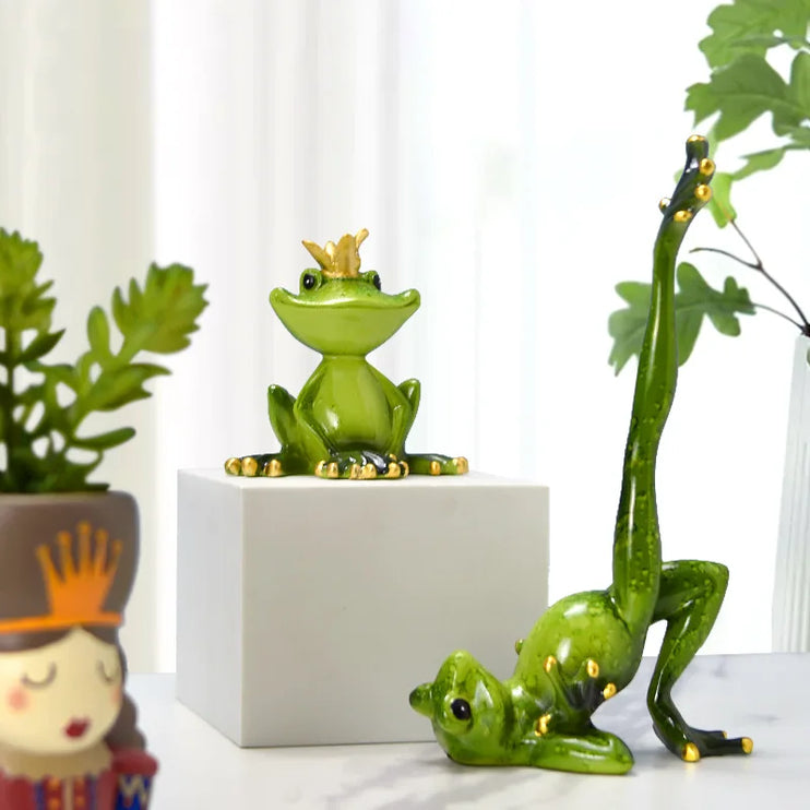 Figuras de ranas de resina creativas para Interior