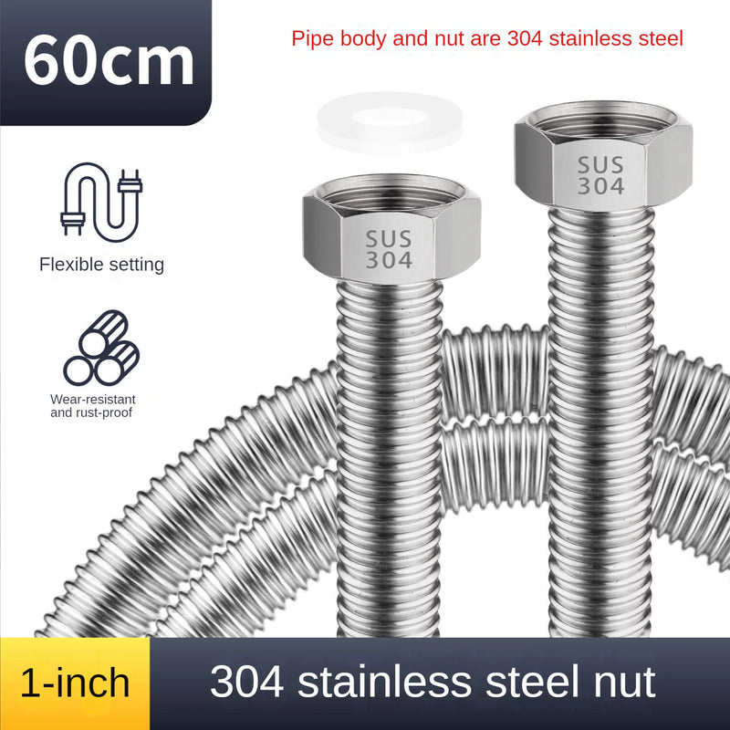 Manguera DN25 de acero inoxidable 304 – Tubo metálico flexible a prueba de explosiones para agua fría y caliente, alta presiónManguerasHardware > Plumbing > Plumbing Hoses & Supply Lines