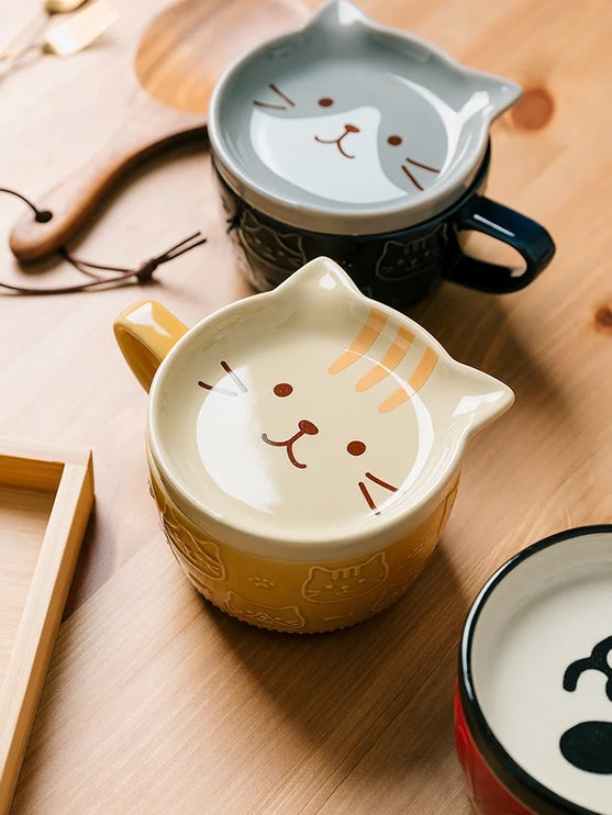 Taza de café de cerámica con dibujos de animales