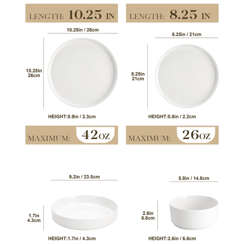 Juego de vajilla de porcelana blanca o con borde negroVajillas completasHome & Garden > Kitchen & Dining > Tableware > Dinnerware > Dinnerware Sets