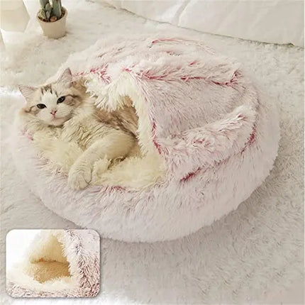 Cama tipo bolsillo de felpa larga de invierno para gatos