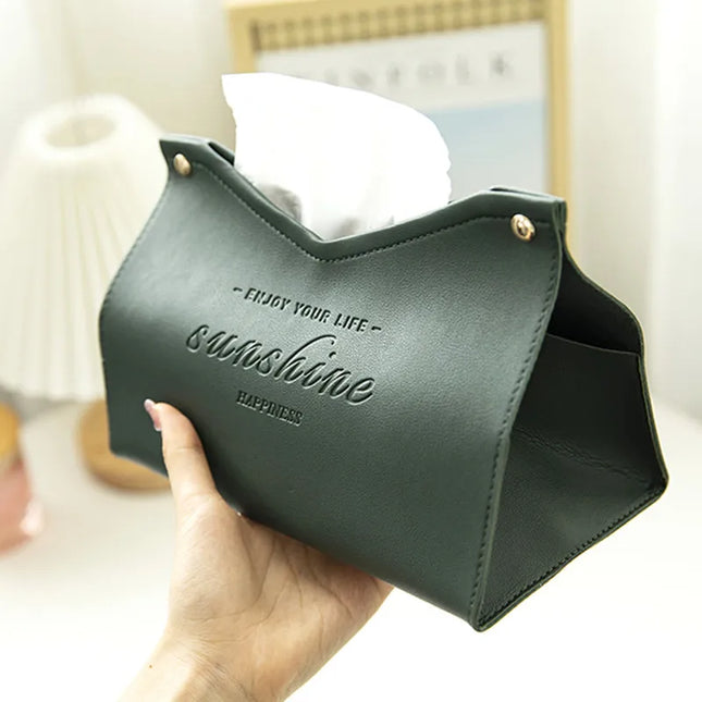 Colourful faux leather tissue box