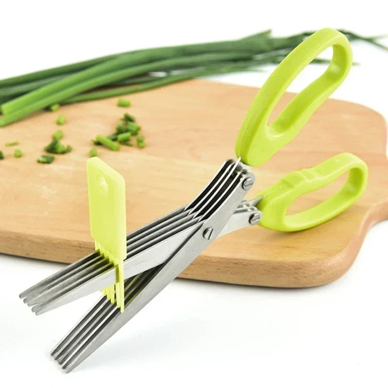Tijeras de cocina multifuncionales de 5 hojas | Cortador de hierbas y cebollino en acero inoxidableTijerasHome & Garden > Kitchen & Dining > Kitchen Tools & Utensils > Kitchen Shears
