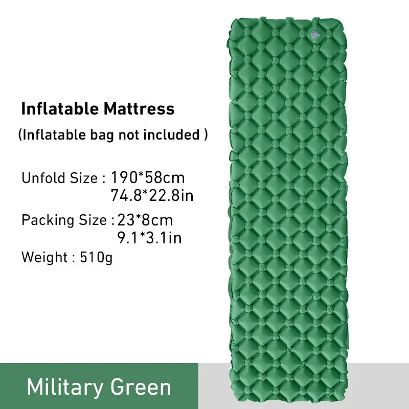 Colchoneta de camping inflable ultraligera | 40d nylon tpu, 190 × 58 cm, 550 gColchonesSporting Goods > Outdoor Recreation > Camping & Hiking > Sleeping Pads