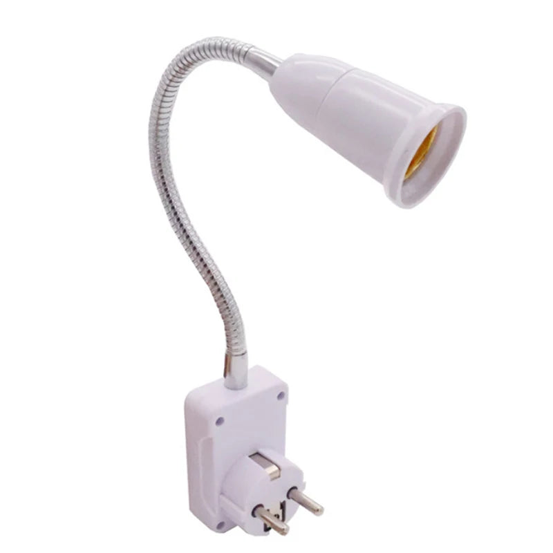 Portalámparas E27 con conexión a tierra UE/Reino Unido | Con interruptor, cabezal giratorio 360°, 23 cm, blancoPortalámparasHome & Garden > Lighting