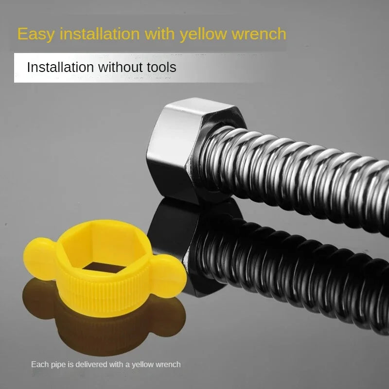 Manguera de plomería tejida en acero inoxidable 304 de 1/2" con llave para lavabo, inodoro y calentador de aguaManguerasHardware > Plumbing > Plumbing Hoses & Supply Lines