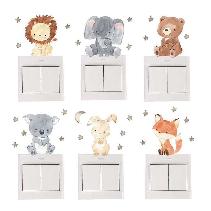 Pegatinas de interruptor con dibujos de animales Set 6 unidadesAdhesivos