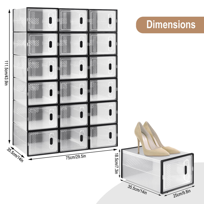 Organizador de zapatos apilable con puerta magnética (8/12/18 uds) | Cajas plegables transparentes 35×25×19 cmZapaterosHome & Garden > Household Supplies > Storage & Organization > Clothing & Closet Storage > Shoe Racks & Organizers > Shoe Organizers