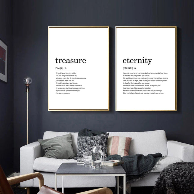 Modern posters with word definitions