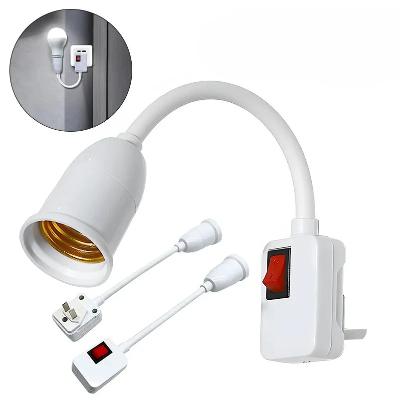 Portalámparas E27 con interruptor y enchufe directo | Cabeza giratoria, brazo flexible, 220 V, material ignífugoPortalámparasHome & Garden > Lighting