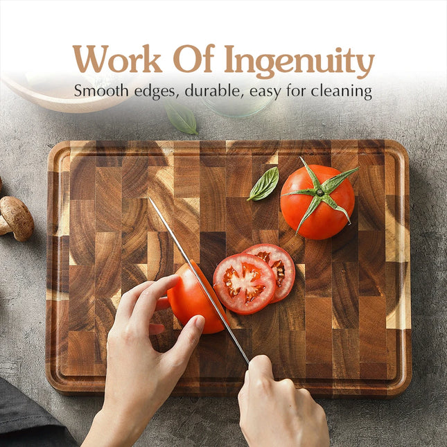 Tabla de cortar de madera de acacia 35 × 25 cm | Bloque de cocina antideslizante para pan, fruta, carne y verdurasTablas de cortarHome & Garden > Kitchen & Dining > Kitchen Tools & Utensils > Cutting Boards