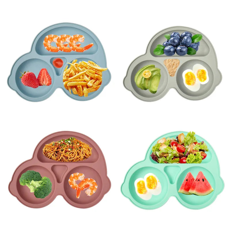 Plato de silicona con forma de coche seguro para bebés con ventosa de aprendizajePlatos infantilesBaby & Toddler > Nursing & Feeding > Feeding Essentials > Feeding Plates