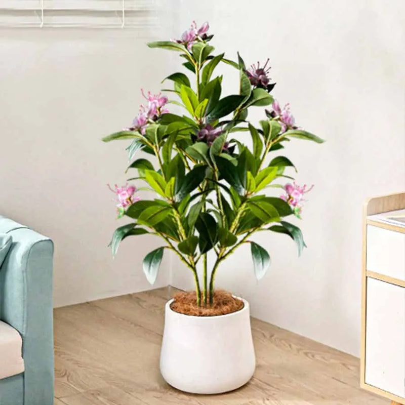 Ficus artificial tropical con flores blancas y rosas | 80/120 cm decoración hogar y jardín sin macetaPlantas artificialesHome & Garden > Decor > Artificial Flora > Artificial Flowering Plants