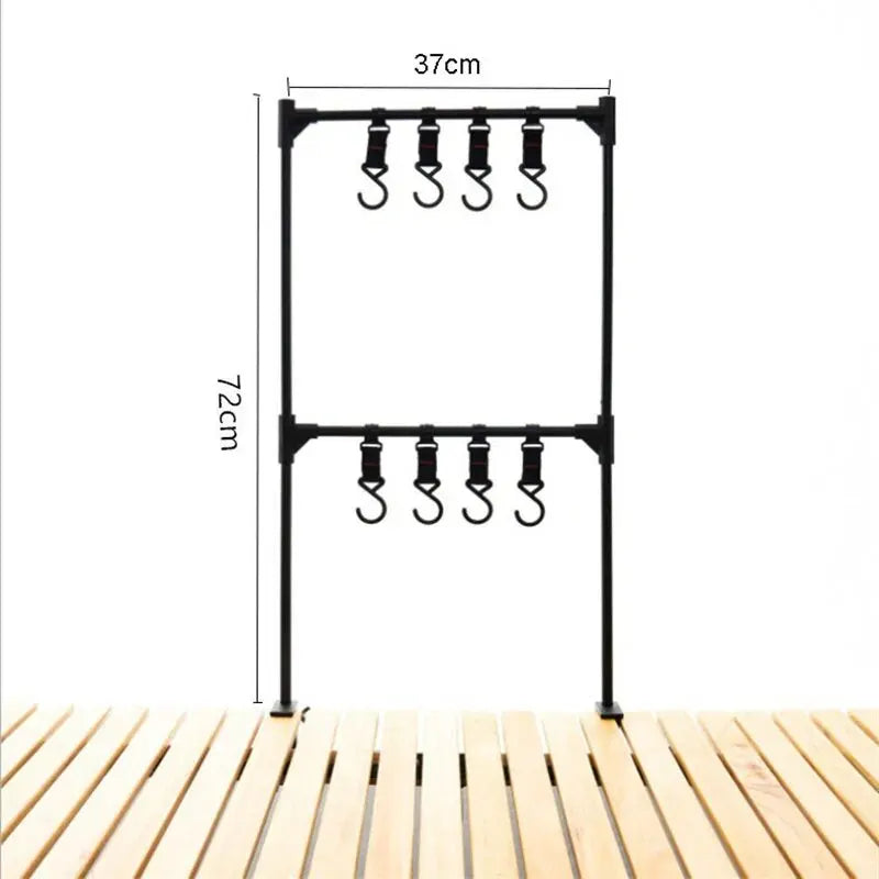 Estante de almacenamiento portátil de aleación de aluminio para camping con ganchos colgadoresEstantesUncategorized