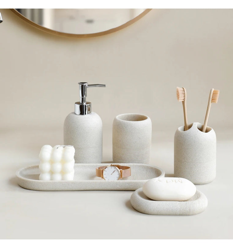 Set 5 piezas de accesorios para bañoDispensadores de jabónHome & Garden > Bathroom Accessories > Bathroom Accessory Sets