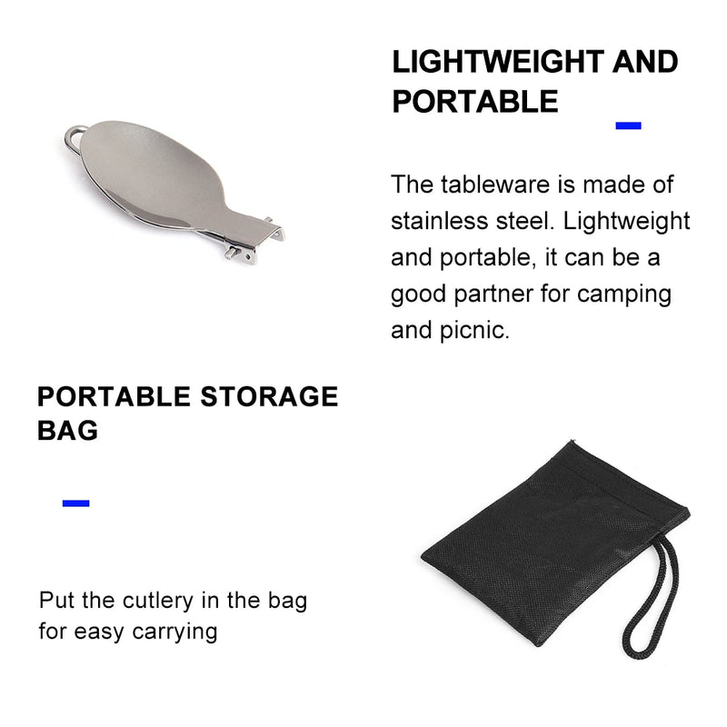 Set de cubiertos plegables de acero inoxidable para camping y picnic - 3 PiezasAccesoriosSporting Goods > Outdoor Recreation > Camping & Hiking > Camping Cookware & Dinnerware > Camping Utensils