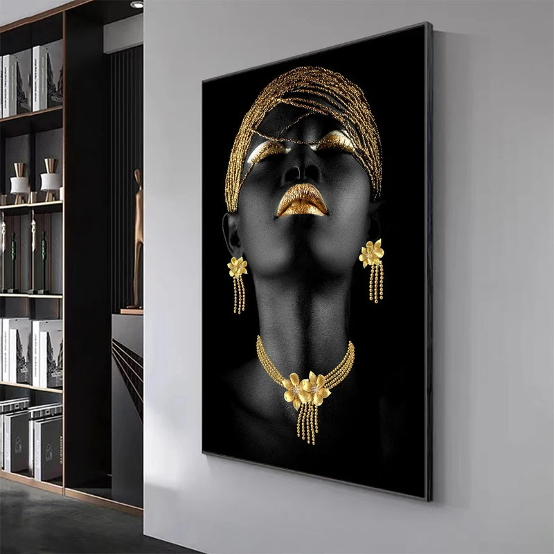 Impresión en lienzo de mujer africana con joyas doradasCuadrosHome & Garden > Decor > Artwork > Posters, Prints, & Visual Artwork > Posters