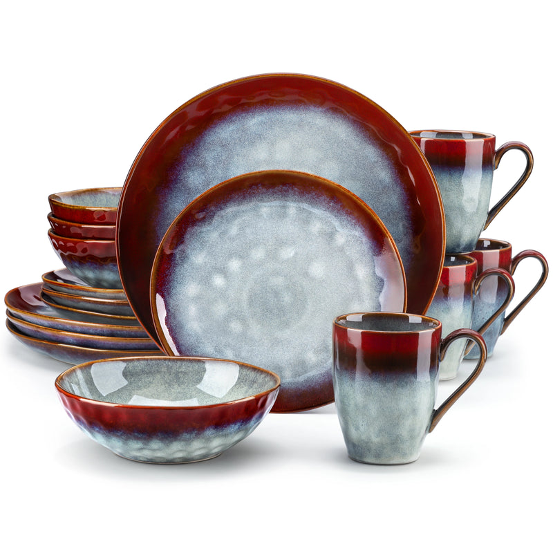 Vajilla Vancasso “Starry” 16/32/48 piezas | gres con esmalte reactivo rojo/verde (kiln change)Vajillas completasHome & Garden > Kitchen & Dining > Tableware > Dinnerware > Dinnerware Sets