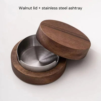 Wooden ashtray with lid