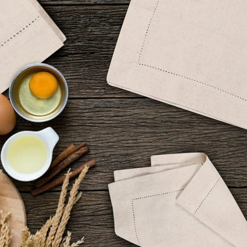 Juego de 6 servilletas de lino natural con dobladilloServilletas