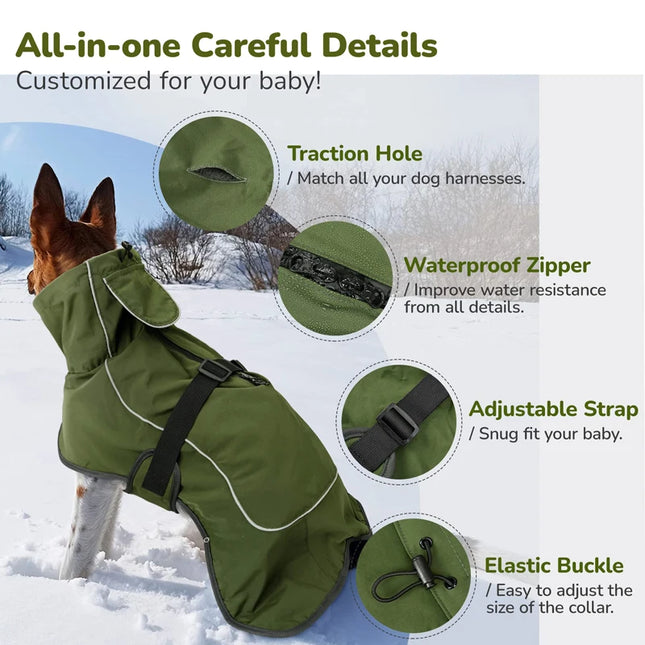 Double layer waterproof winter dog jacket