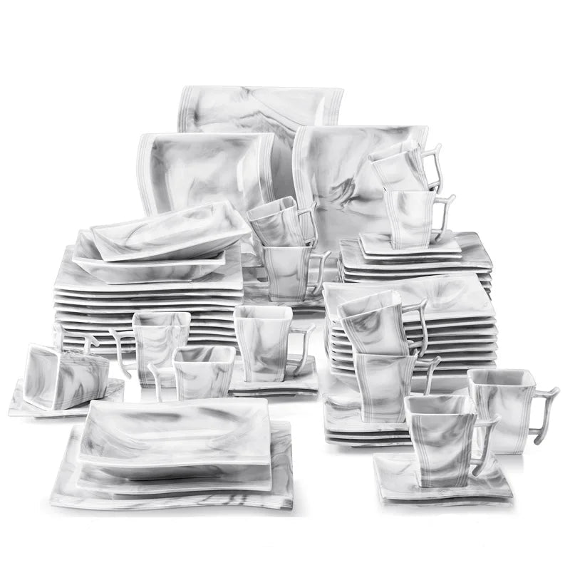 Flora vajilla de porcelana mármol 30/60 piezas con platos, tazas y platillosVajillas completasHome & Garden > Kitchen & Dining > Tableware > Dinnerware > Dinnerware Sets