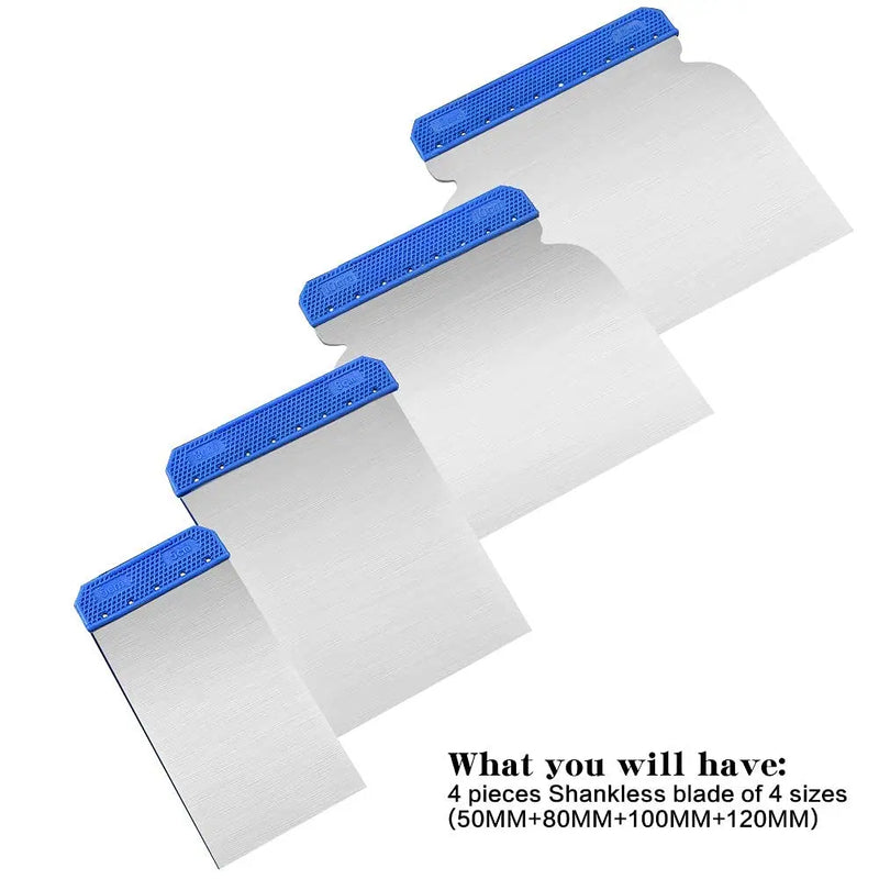 Juego de 4 espátulas de acero inoxidable para pintura y reparacionesEspátulasHardware > Tools > Putty Knives & Scrapers > Flexible Putty Knives