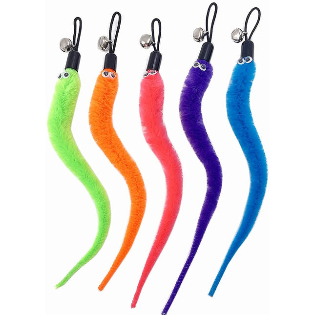 Lot de 5 recharges de vers colorés avec cloche pour baguette télescopique