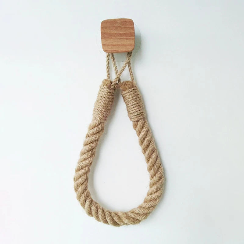 Soporte de papel higiénico sin taladrar en cuerda de linoSoportes para papel