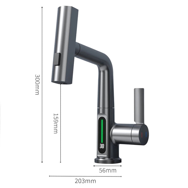 Grifo de lavabo con pantalla digital de temperatura y 3 modosGrifosHardware > Plumbing > Plumbing Fixtures > Faucets > Kitchen Sink Faucets