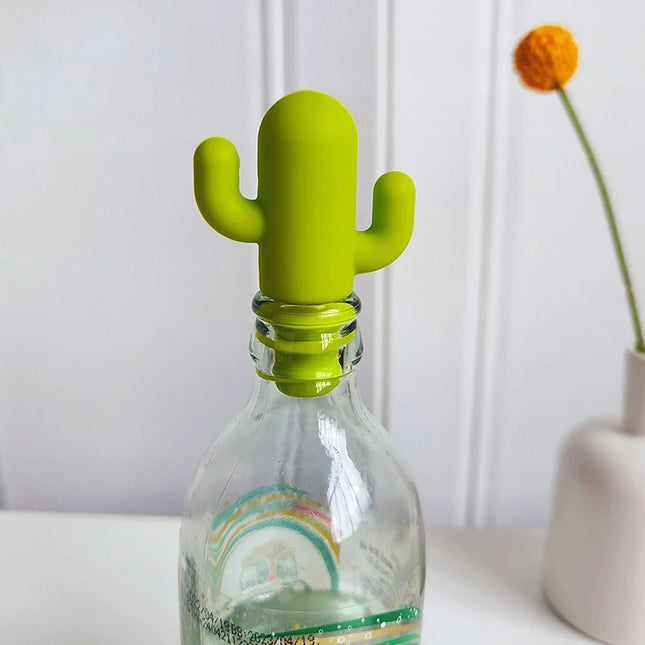 Silicone cactus shaped bottle stopper